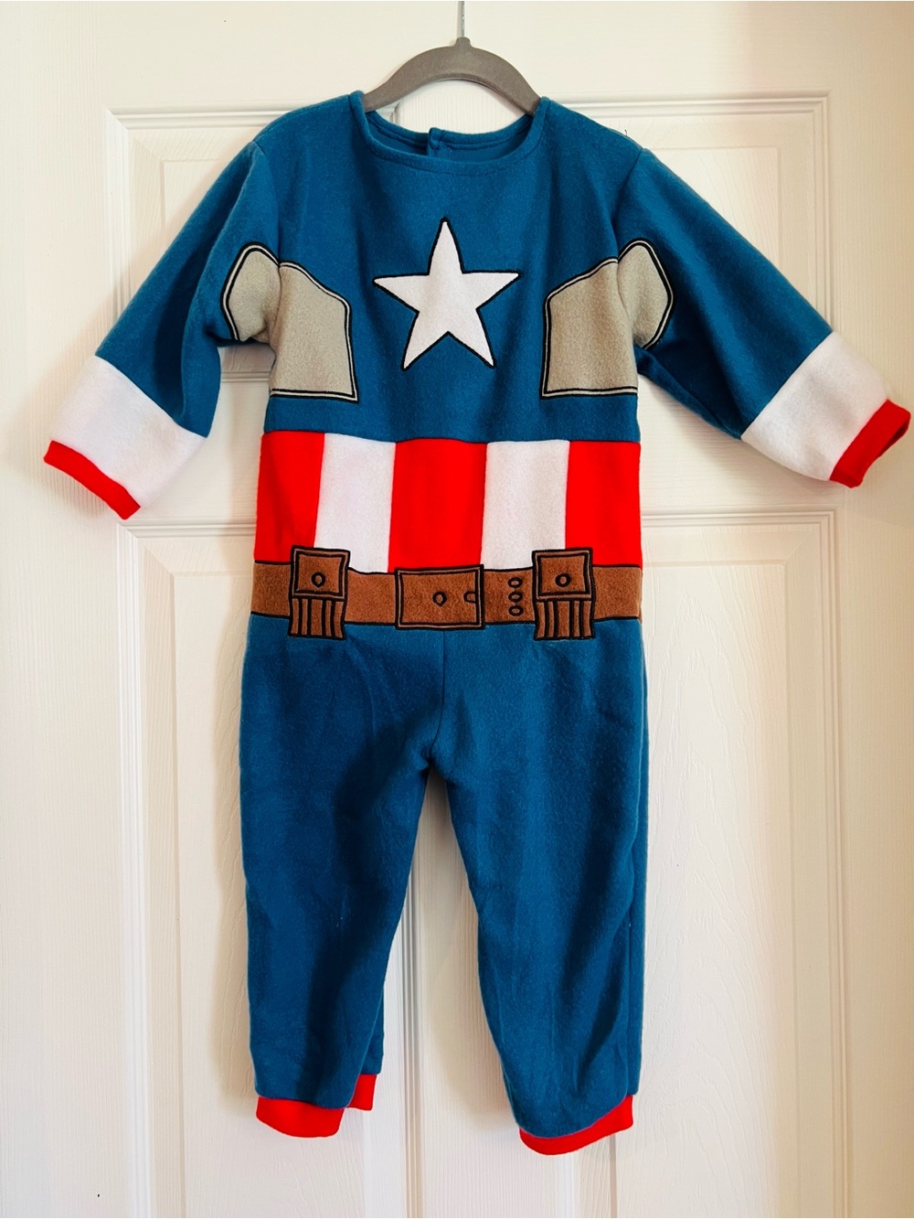 Jazwares Marvel Avengers Captain America Toddler Costume Fleece Romper w/ Hat 5T
